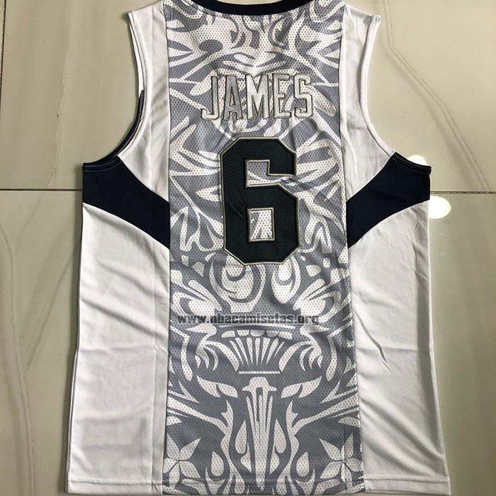 Camiseta USA 2008 LeBron James NO 6 Blanco